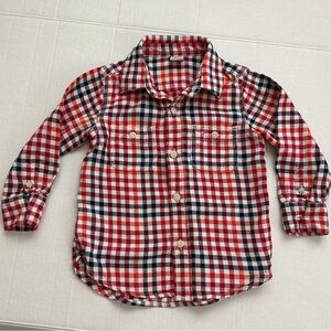 Baby Gap Plaid Long Sleeve Button Down Flannel Shirt Size 2 Years